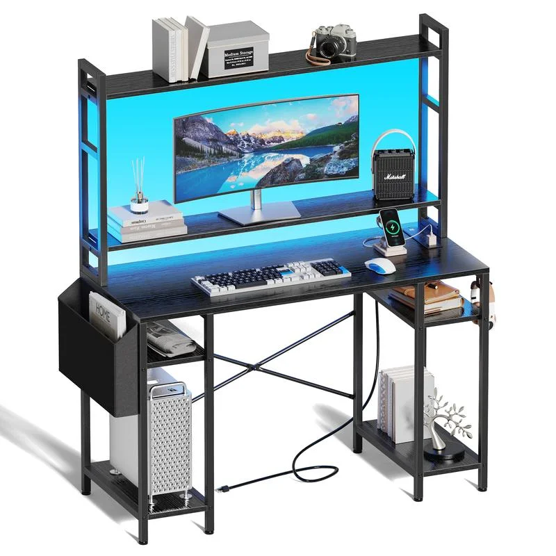 

uuger Computer Desk with Adjustable Shelves, Gamin Power Outlets, Home Office Desk with Monitor Stand, Hooks & CPU Stand