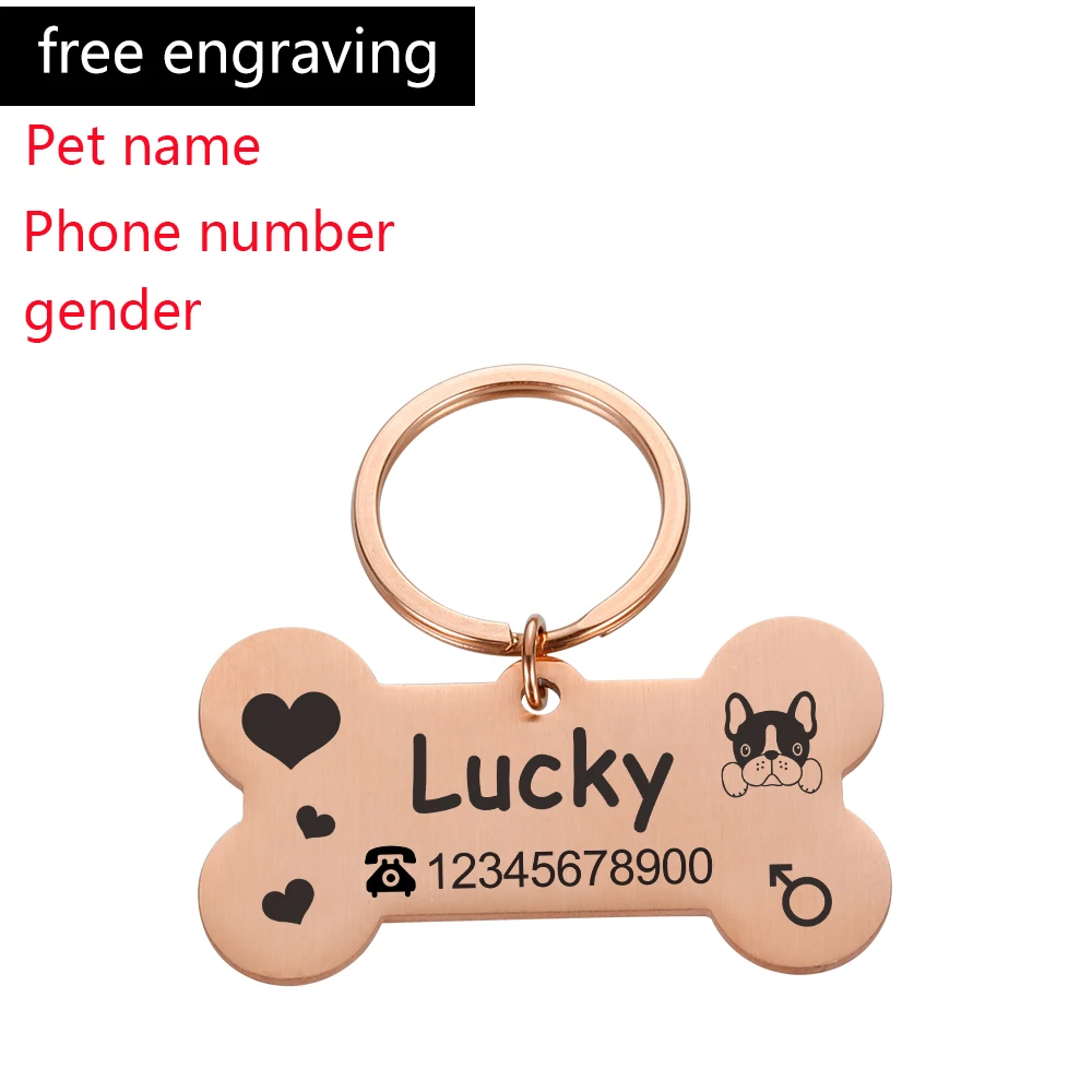 Free Engraving Dog ID Tags Personalized Pet Name Tel Gender Anti-lost Nameplate Pendant Customized Dogs Pets Collar Accessories 