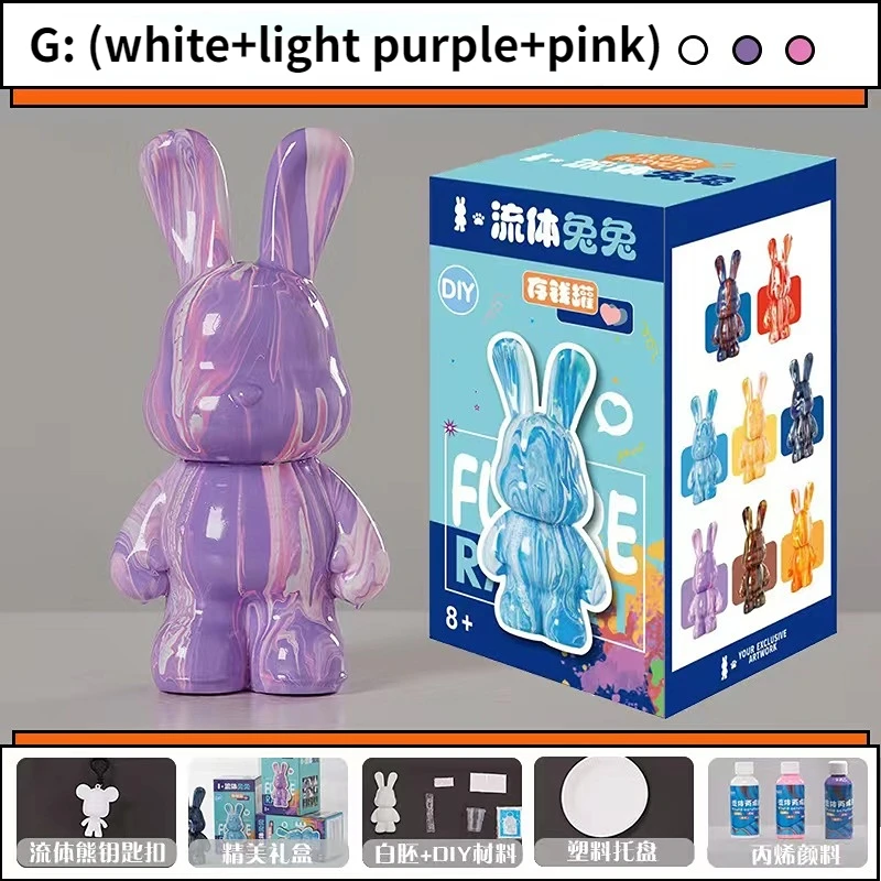 アクリル絵の具セット,23cm,流体,ウサギ,白,手作り,DIY,流体