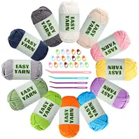 Fenrry 4/12PCS Yarn Crochet and Knitting Yarn for Beginners Coarse Thick Cotton/Nylon Blended Yarn with Crochet Accessories 1