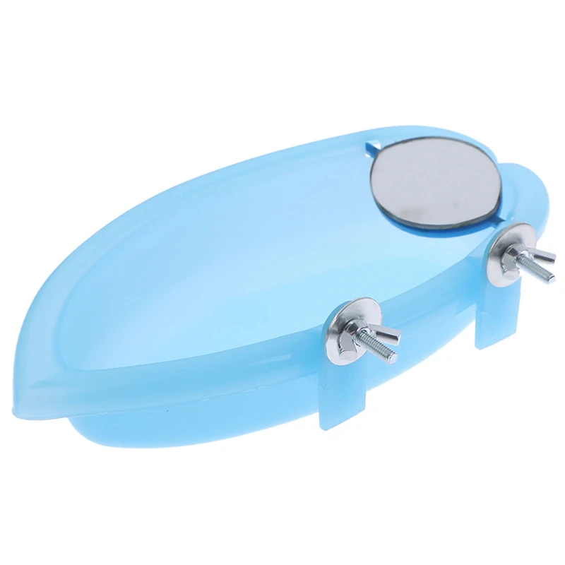 Bird Bath Basin, Small Oval Bathtub with Mirror for Parrot, Pet Cage Accessory
