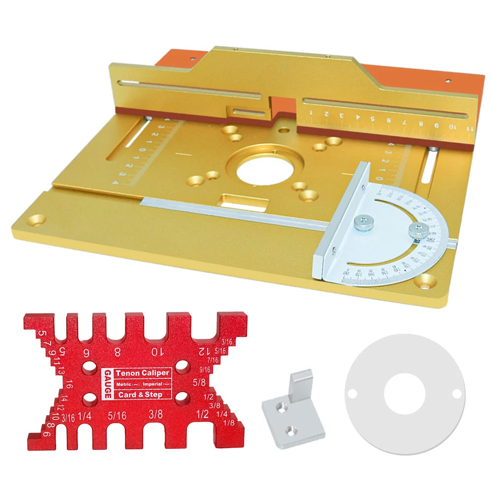 

T50 Set of 3 Router Table Insert Plate Aluminum Alloy Wood Milling Flip Board Trimming Machine Engraving Auxiliary Tool