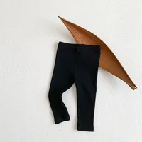 Kids Baby Winter Leggings Girls Skinny Ribbed Pants Toddler Casual Elasticity Simple Render Pants Boys Warm Cotton Trousers 4