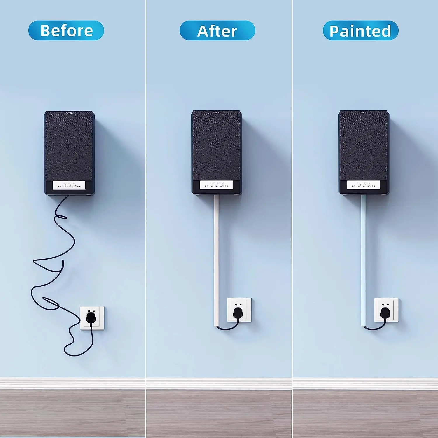 5pcs 85in Mini Cord Cover Wall Single line pipe PVC wiring duct Wire Cover Hiding Speaker Wire Paintable Wire Channel tv cord cover