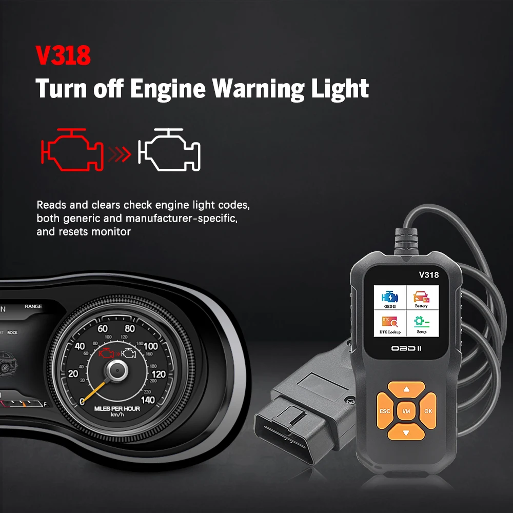 V318 OBD2 Car Diagnostic Scan Tool Automotive ODB2 Code Reader with Russian OBD 2 Scanner Auto Tools PK ELM 327 V 1.5 6