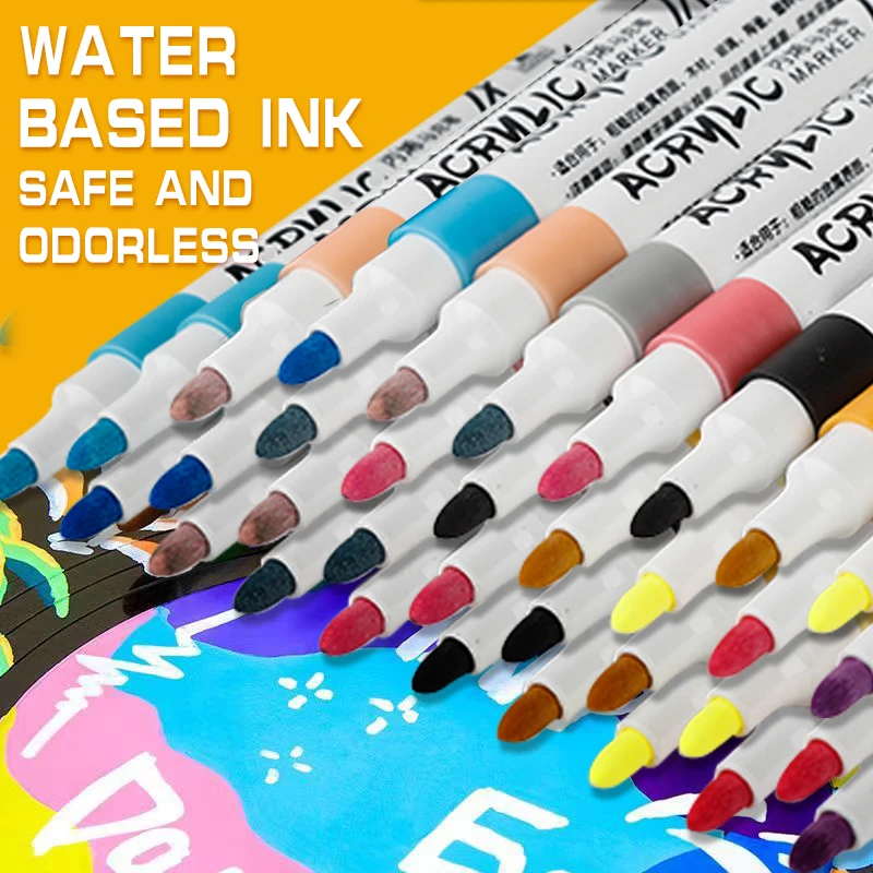 1248Colors2mmAcrylicMarkerPensWaterproofDIYPaintMarkersSet