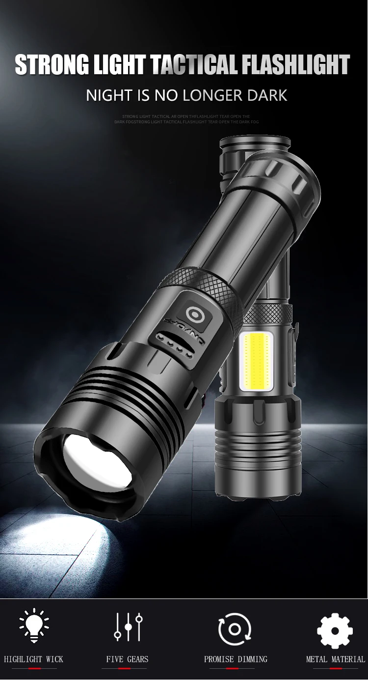 Gehavin Rechargeable High Power LED Flashlight 500000 High Lumens, Super  Bright XHP160 Flashlights with 6 Modes, Waterproof, Zoomable, Fast Charging,Camping  Flashlight for Campers 