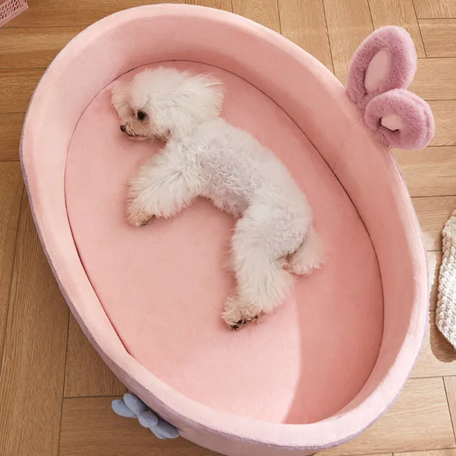 Pink Pet Bed Detachable Washable Dog Sleeping Bed Soft Comfortable Warm Cat Bed For Four Seasons 3
