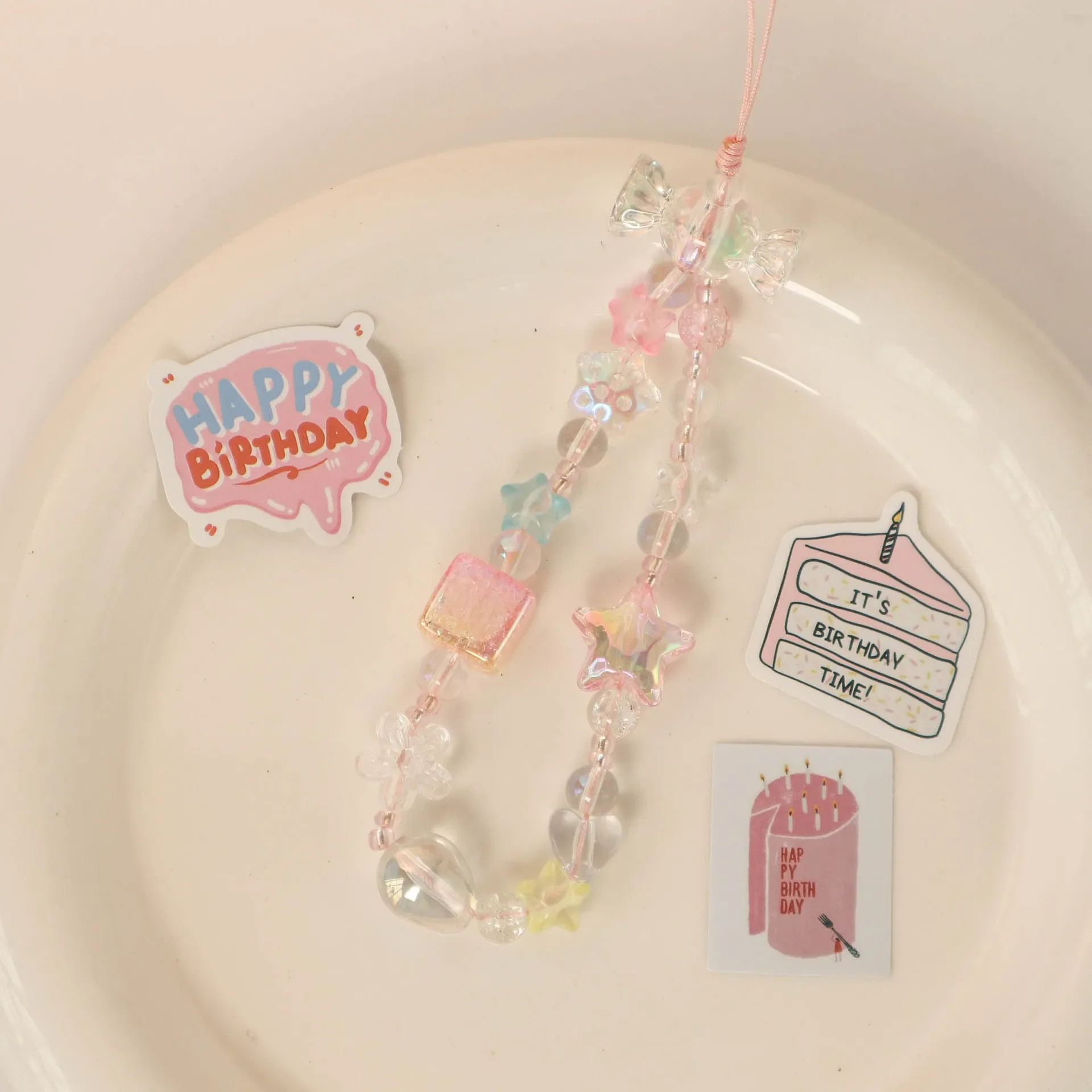 Bling Sweet Candy Bead Charm Strap - Cute Kawaii Keychain Accessory