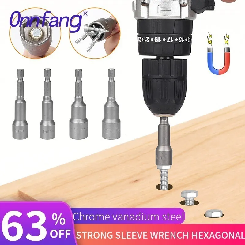 

Impact Socket Magnetic Nut Screwdrive Power Nut Driver Drill Bit Strong Sleeve Wrench Hexagonal Handle