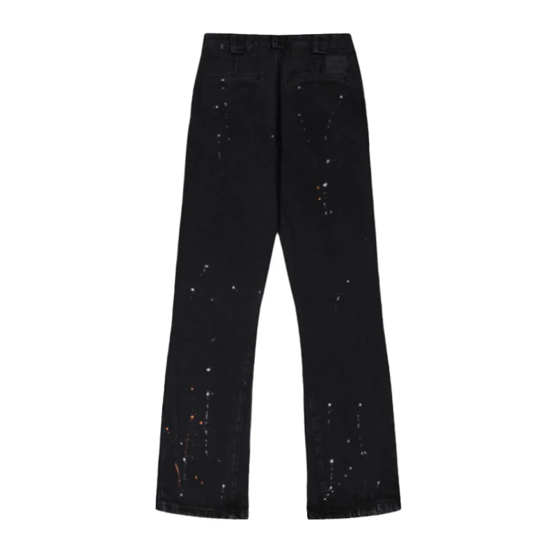 Description Picture 4 of item24Fw GD High Quality New Ink Wash Black Spliced Micro Flared Jeans Versatile Pants trousers spliced casual pants