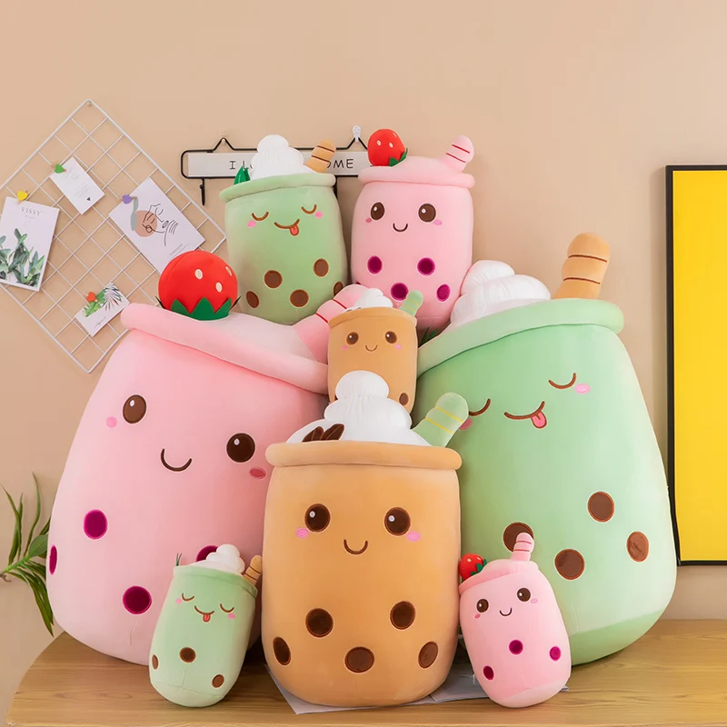Kawaii Bubble Tea Pluche figuur, 30 cm, schattig knuffeldier in
