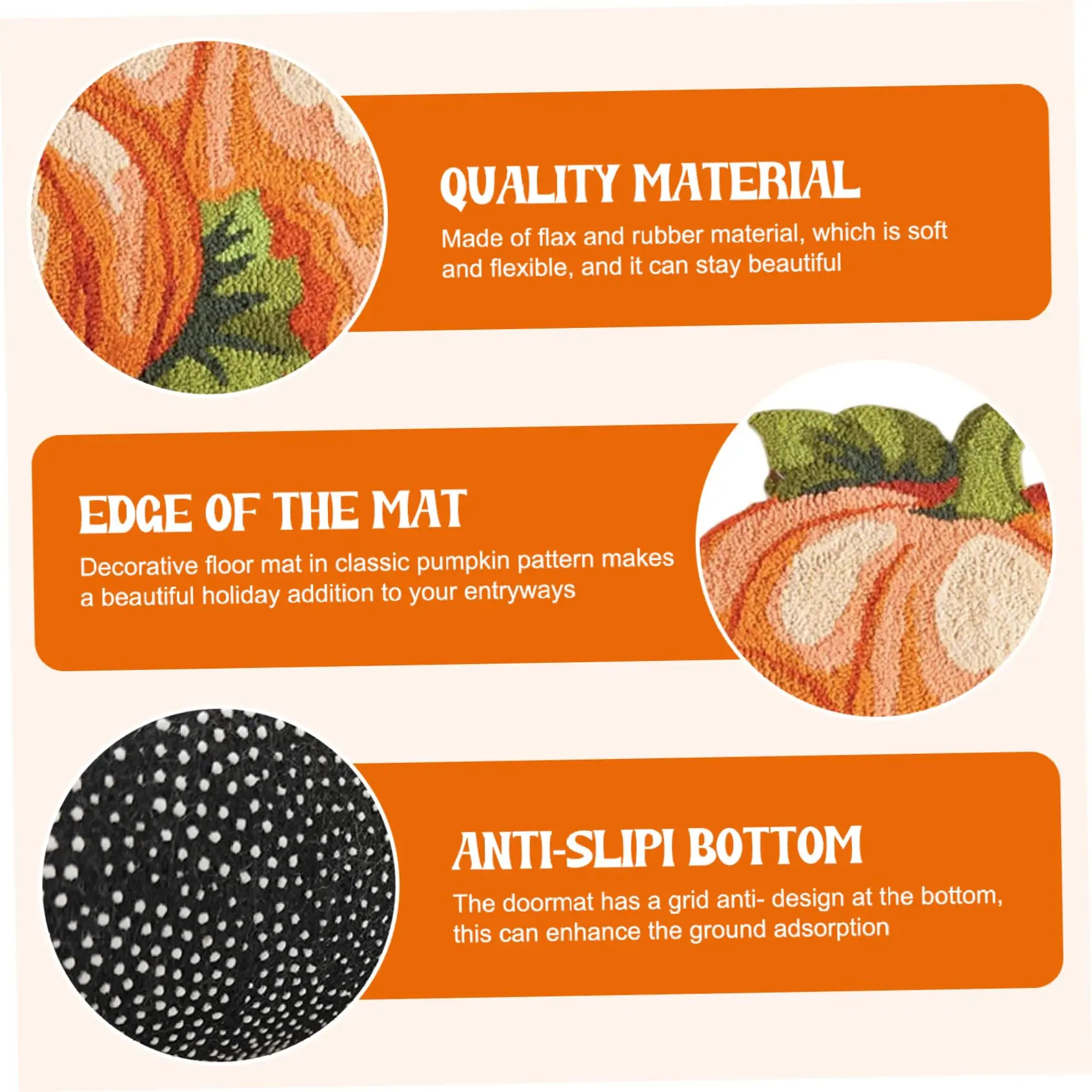 VIKAMA Pumpkin Shape Thanksgiving Rug Cute Soft Fall Bathroom Decor Non-Slip Water Absorbent Floor Mat for Bathroom Home Decor 5