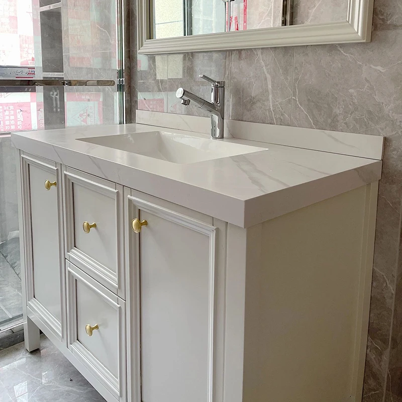 French American Bathroom Cabinet Wood Light Luxury Oak Shelves Storage Organizer Vanity Unit Gabinete Banheiro Bathroom Cabinet