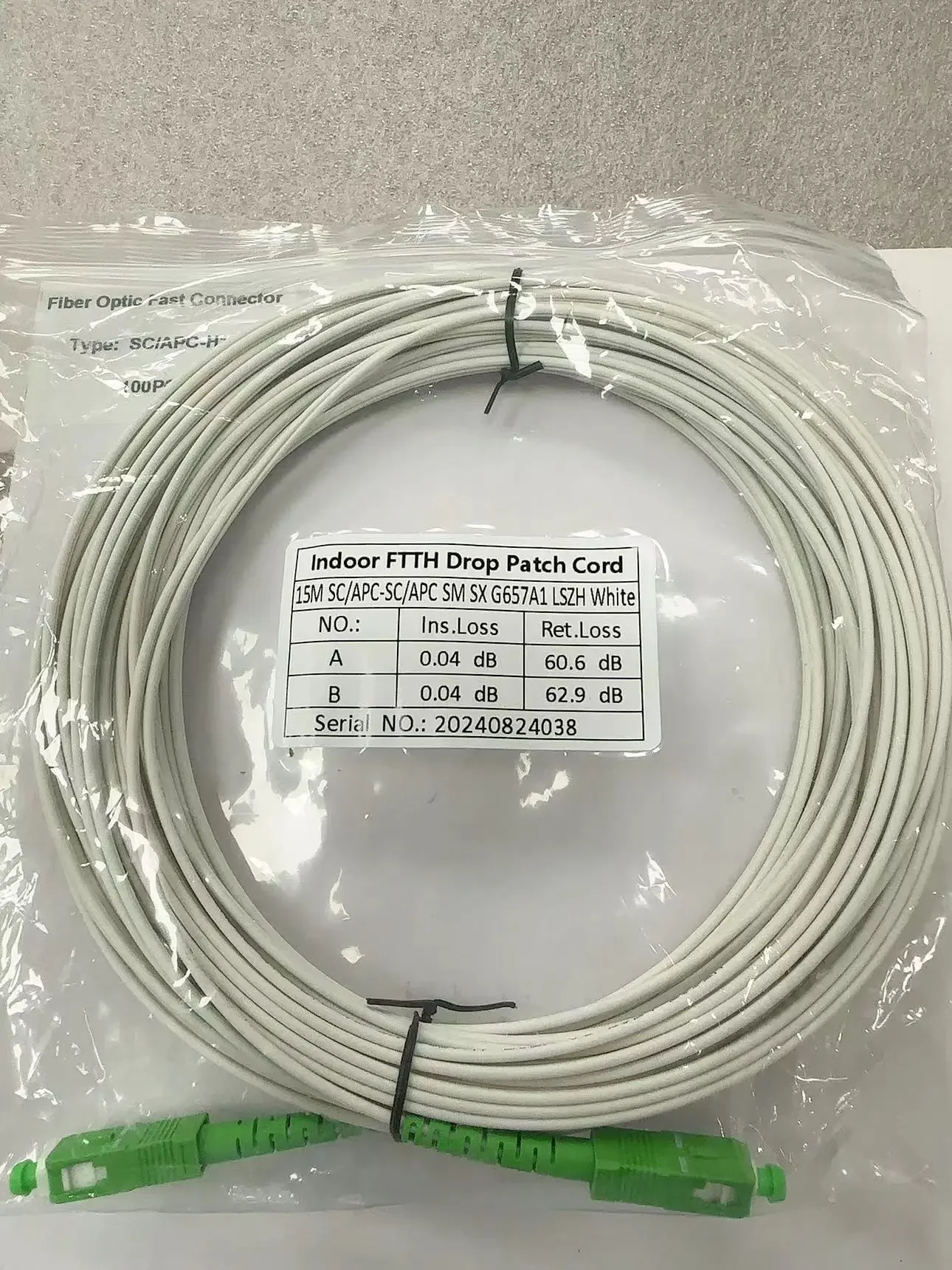 High-Quality Single-Mode Fiber Optic Extension Cable, APC SC to SC, Indoor Use