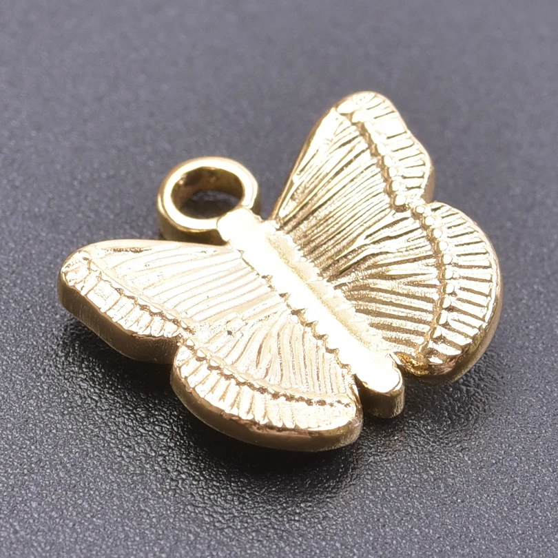 Ciondolo Farfalla Smaltata 18x15 mm Crema e Oro Opaco