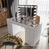 selling solid square wooden dressing table white glass mirrored dressing table 4