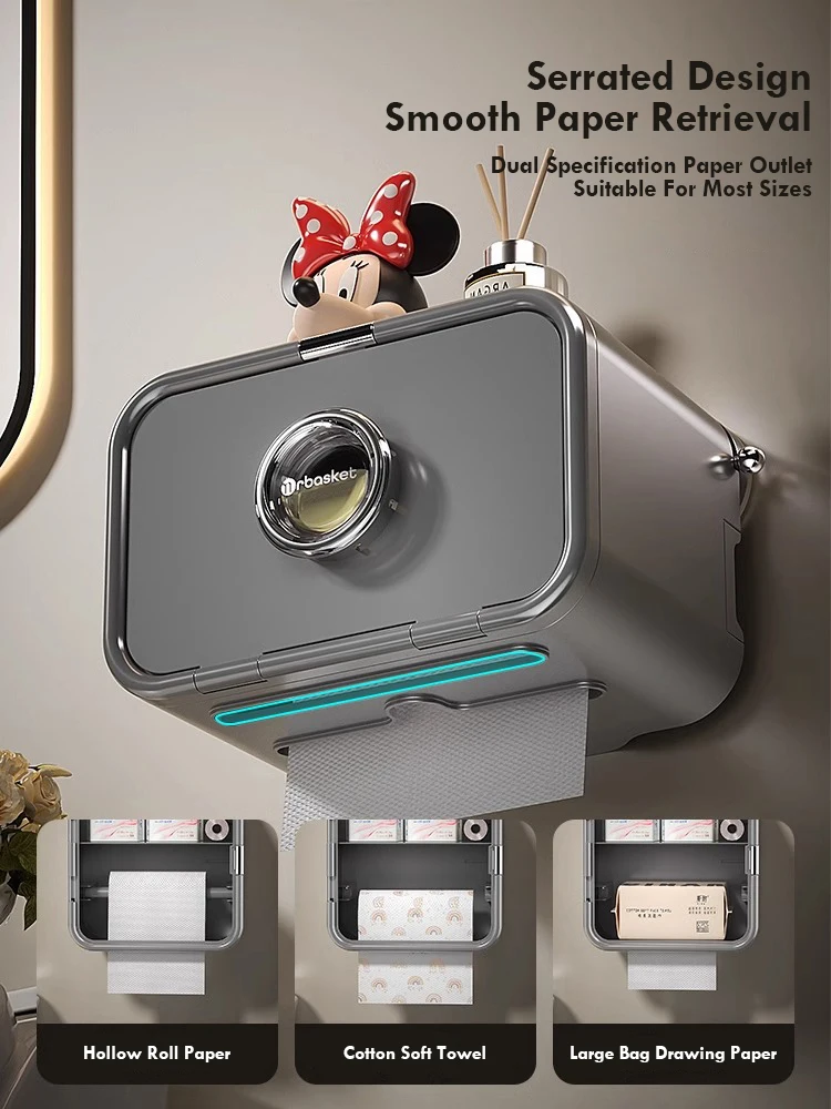 Suction Cup Bathroom Tissue Box No Punching Wall Mounted Suction Paper Roll Paper Double Layer Tissue Holder Bathroom accessorie tissue holder