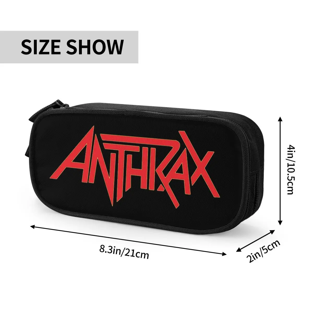 Anthrax Music Band 로고 학생용 연필 케이스 선물용 펜 박스 연필 가방 대용량 연필 파우치