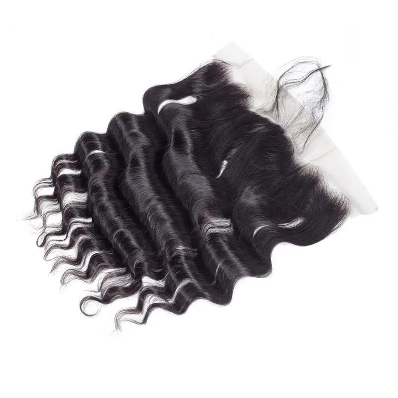 Loose Deep 13*4 Lace Top Frontal Human Hair Pre-Plucked Natural Color Brazilian Virgin Hair Transparent Lace Closure For Women
