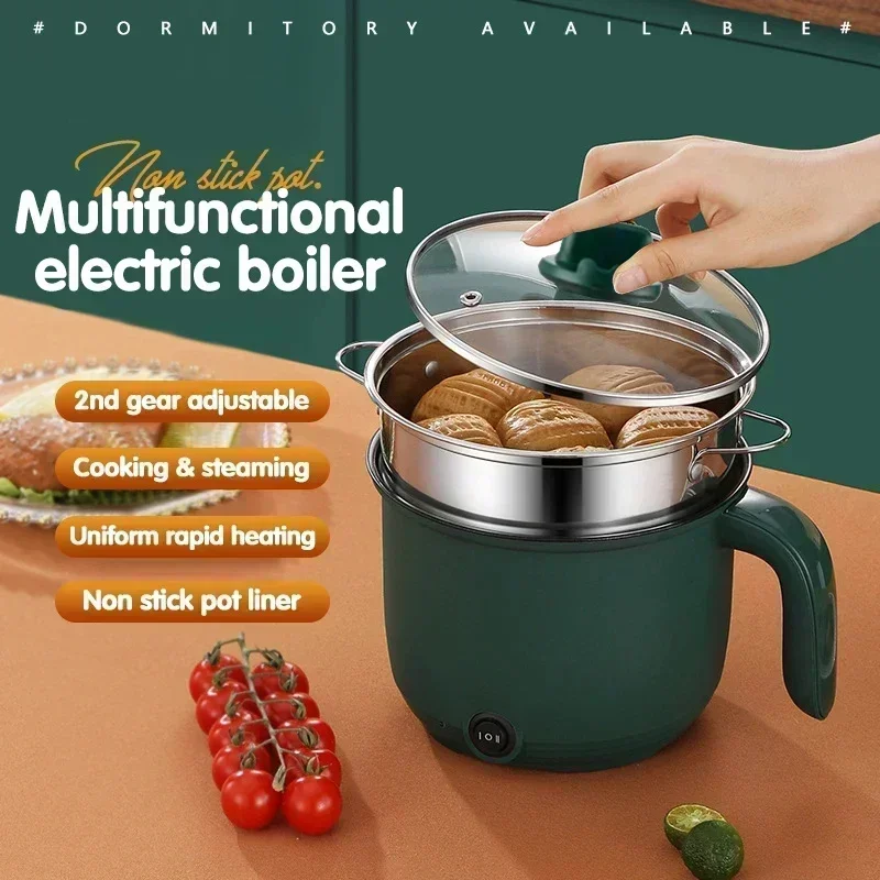 Portable Rice Cooker Mini Baby Food Non Stick Pot Multifunctional 1.5L Small Hotpot for 1-3 People Safe Material Electric Pot