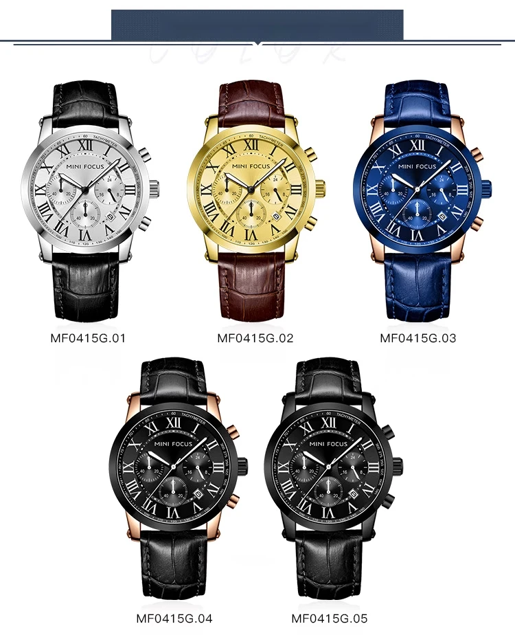Men's Quartz Watch Leather Strap Night Glow Waterproof Fashion_voghion.com