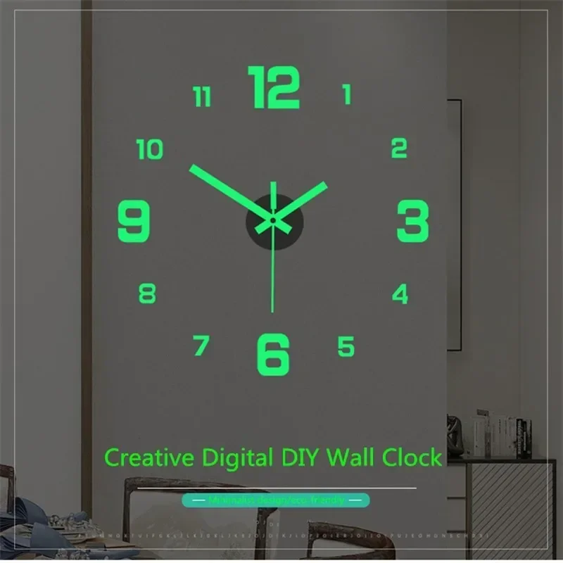 Modern Home Decoration Wall Clock Living Room Families DIY Luminous Stereo Tools Frameless Ring Offices Rings 18 Digital