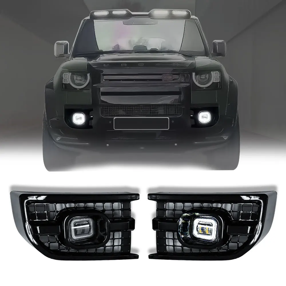 For Land Rover Defender 2020 2021 2022 Car LED Fog Lights Kit Daytime Running Light Fog Lamp Cover With Harness