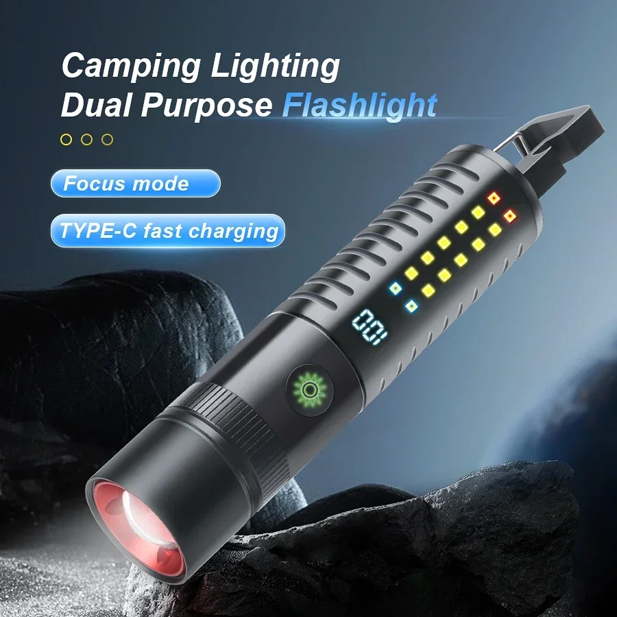 Description Picture 3 of itemRechargeable LED Flashlight with Digital Display 18650 Battery USB Rechargeable Telescopic Zoom Torch for Camping Emergency