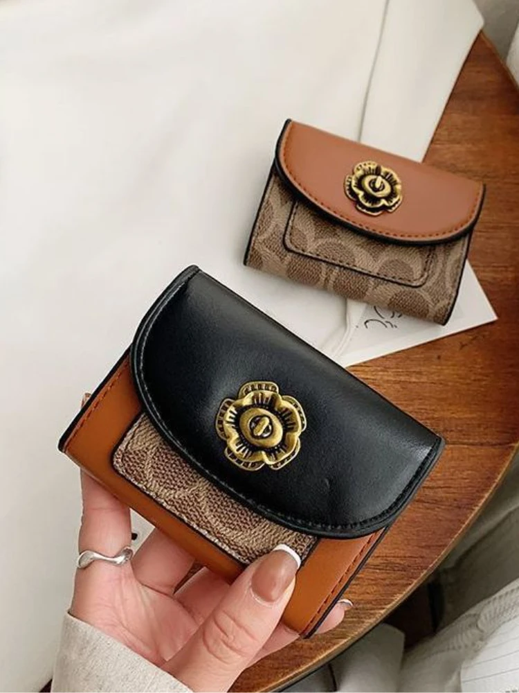 

Camellia Clamshell-type Card Bag For Women Fashion Large Capacity Wallet Female Credit Business Cardholder Purse Cion Money Clip