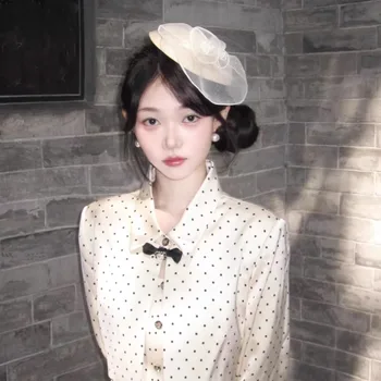 Womens Mesh Flower Top Hat Hairclip