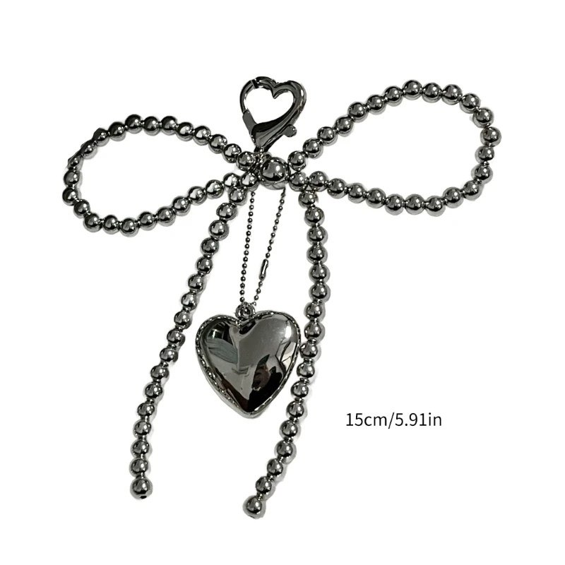 Kawaii Y2K Black Cross-Bow Beaded Phone Charm Strap