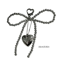 Kawaii Y2K Black Cross - Bow Beaded Phone Charm Strap (A)