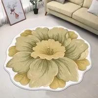 Decorative Modern Round Flower Carpet Living Room  Area Rugs Bedroom Bedside Computer Chair Rug Absorbent Anti-slip Bath Mat 2