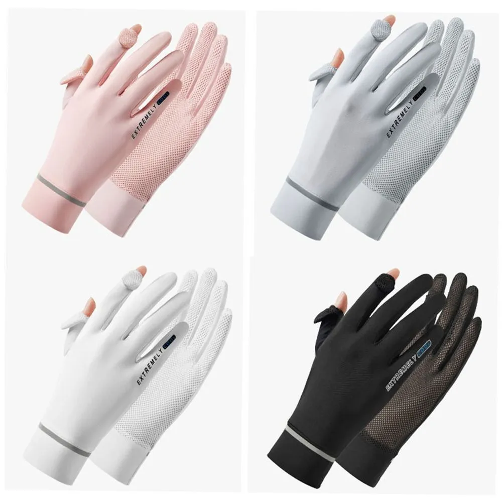 Lady Sunscreen Ice Silk Gloves Female Summer Sun Protection Gloves Fashion Cycling Driving Running Mittens Thin Anti-UV Gloves