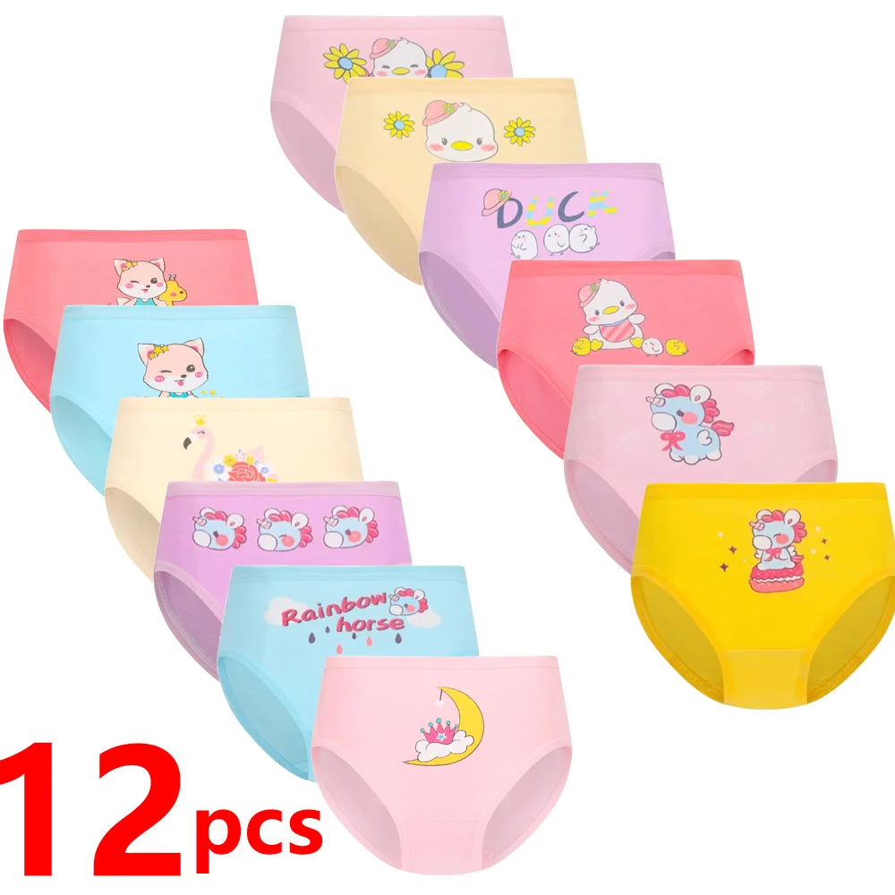 Children Girls Panties Sets 1/4/8/12 Pcs Children Girls Panties Sets Cotton Pretty Cute Cartoon Unicorn Print Child Underwear for Girl Kid Boxer Breathable