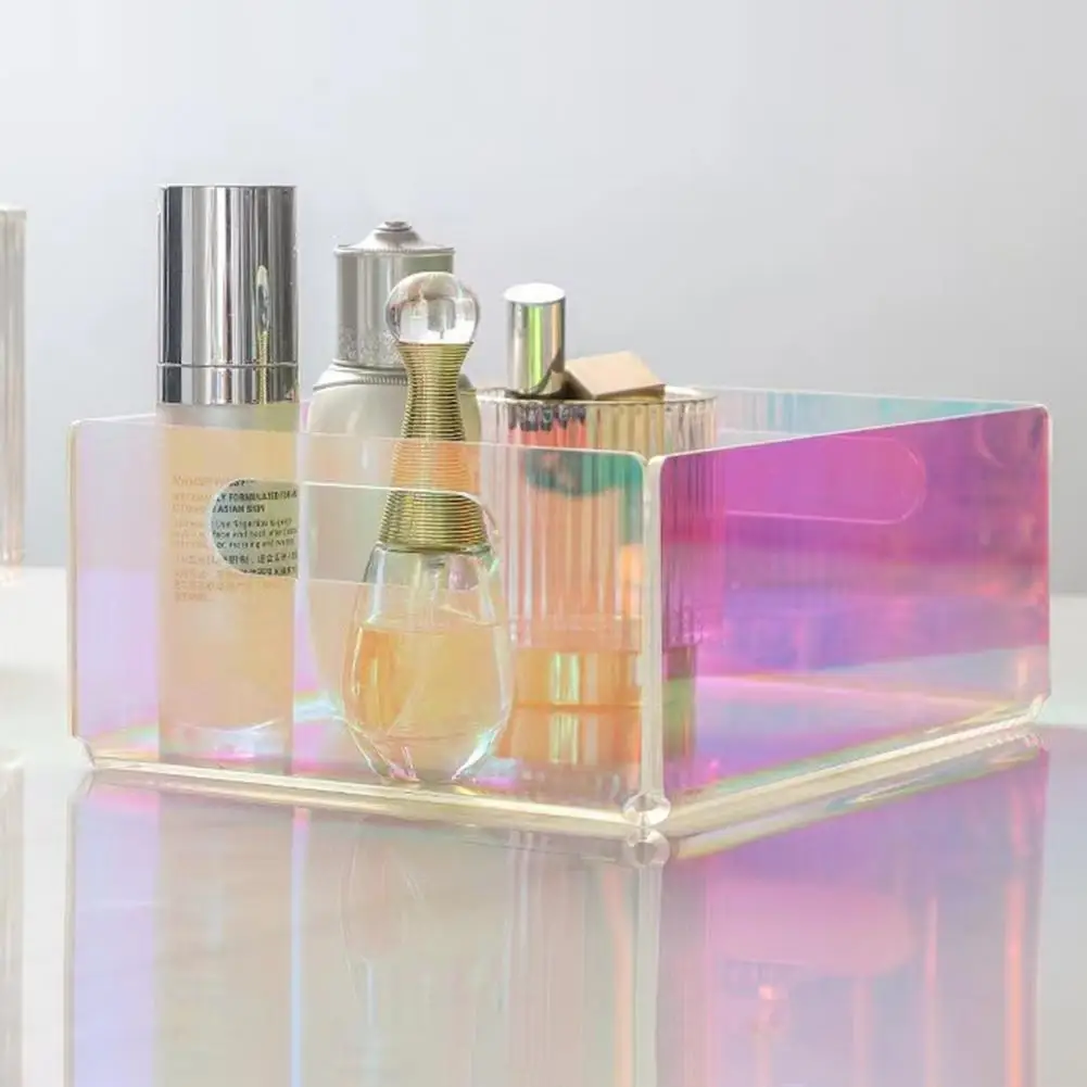 

Органайзер для ванной, акриловый лоток, многофункциональный акриловый ящик для хранения с ажурной ручкой, большой рабочий стол для макияжа