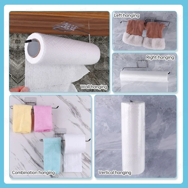 Wc-Papír Tartó, Önfalapító Fürdőszoba Törülközőtartó Szöveti Fogas Otthoni Tekercs Papír Tároló Állvány Függő Szervező - Image 3