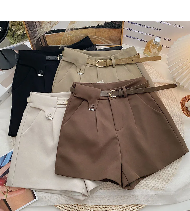 

Autumn new Korean casual all-match high-waisted wide-leg black suit shorts women