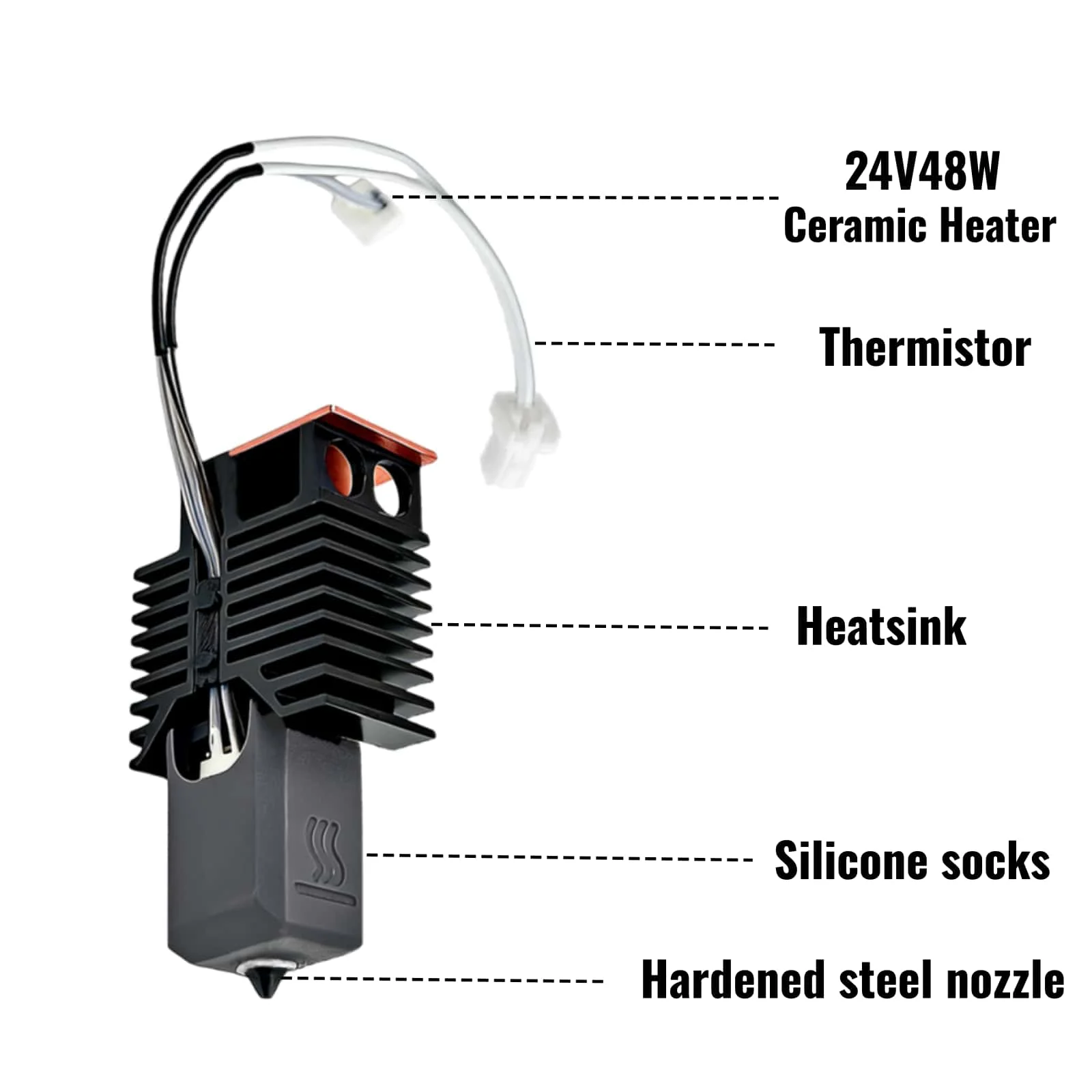 4 piezas de kit de fusor para Snapmaker U1 preinstalado con boquilla de acero endurecido de 0,4 mm y bloque de calentamiento cerámico de 24 V y 48 W con 2 puntos