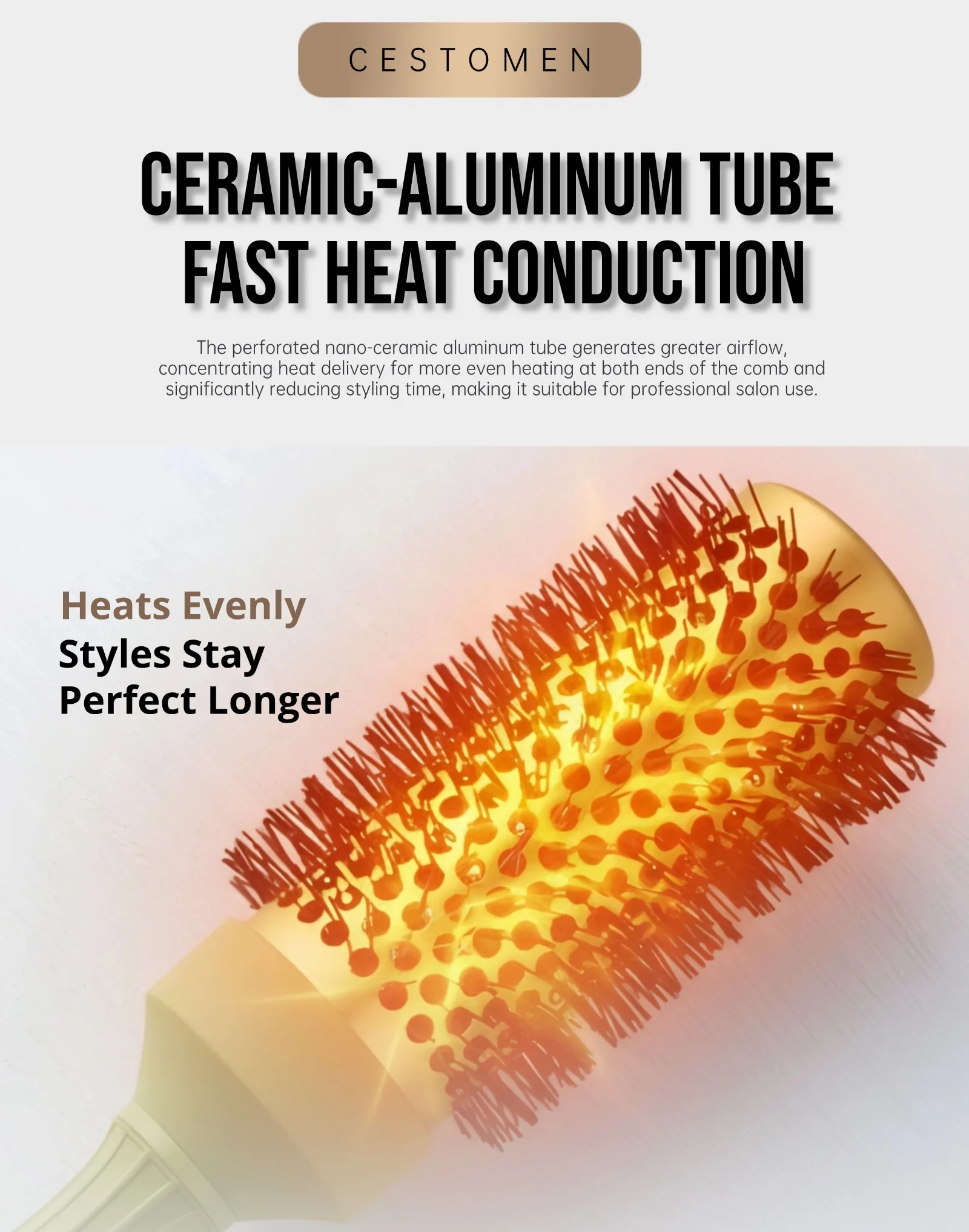 1 Stücke Professionelle 5 Größe Salon Haar Styling Pinsel Abnehmbare Schwanz Runde Haarkamm Nass Trocken Dual-Use-aluminiumrohr Roller Werkzeuge – Detail 6
