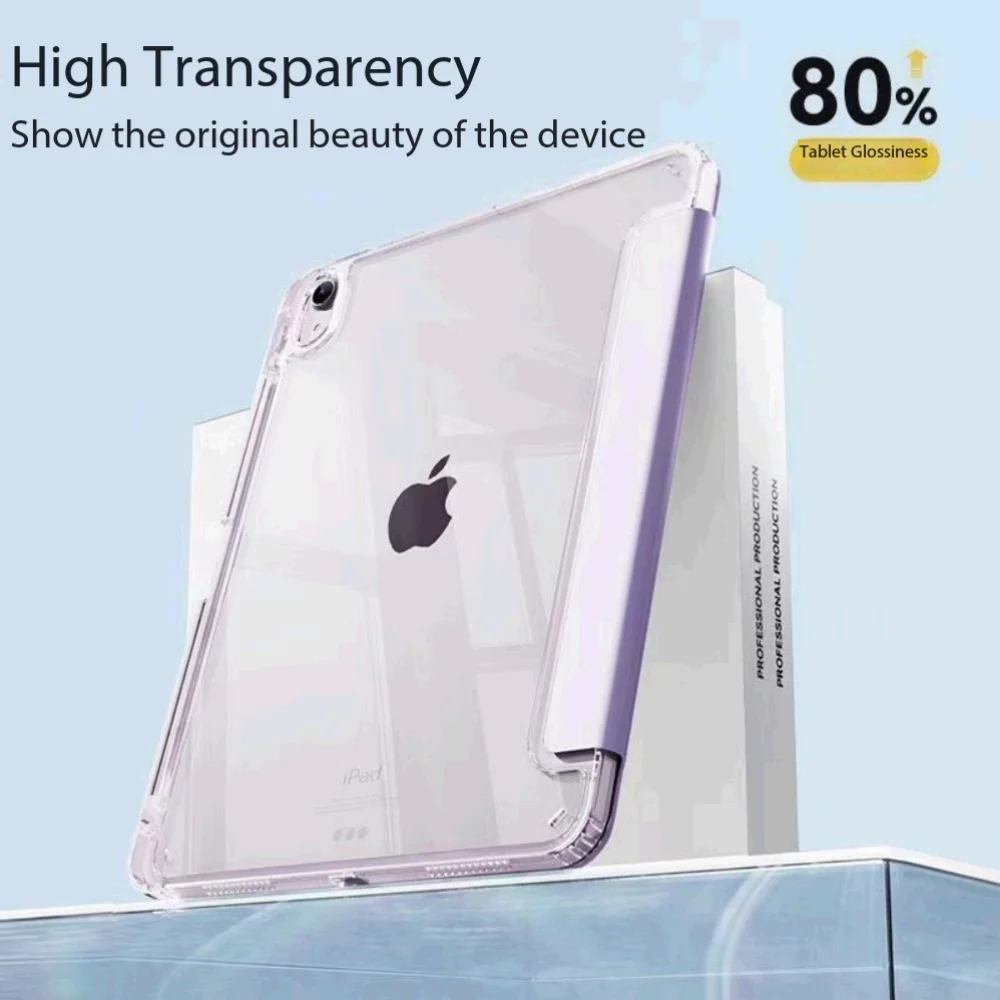 Elegant Black and Purple iPad Smart Case with Pen Holder and Folded Edge Design