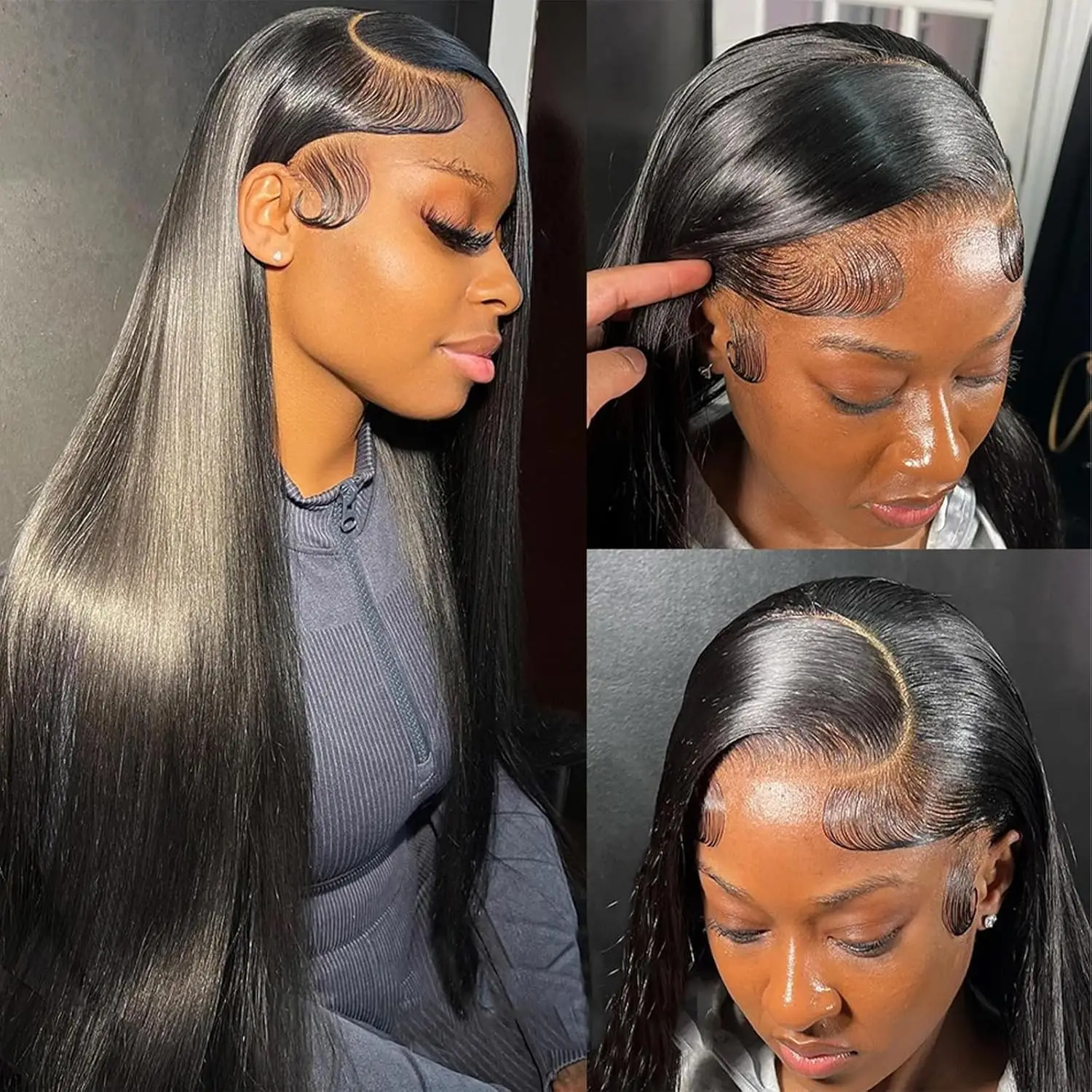 200% 250% Density 13x6 HD Transparent Bone Straight Lace Front Wigs Brazilian Human Hair Wigs 13x4 Lace Closure Wigs 5
