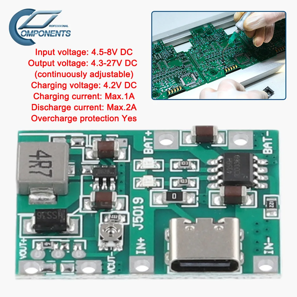 1-30PCS DC-DC νƮ  Type-C TP4056     DC4.3-27V    νƮ  DIY ŰƮ ǰ