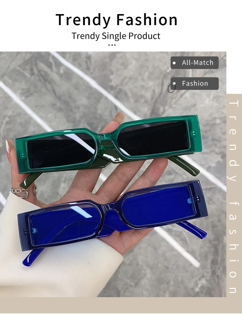 Rectangle Fashion Sunglasses Man Hip Hop Vintage Designer Black Shades Sun Glasses Small Frame Personality UV400 Eyewear_voghion.com