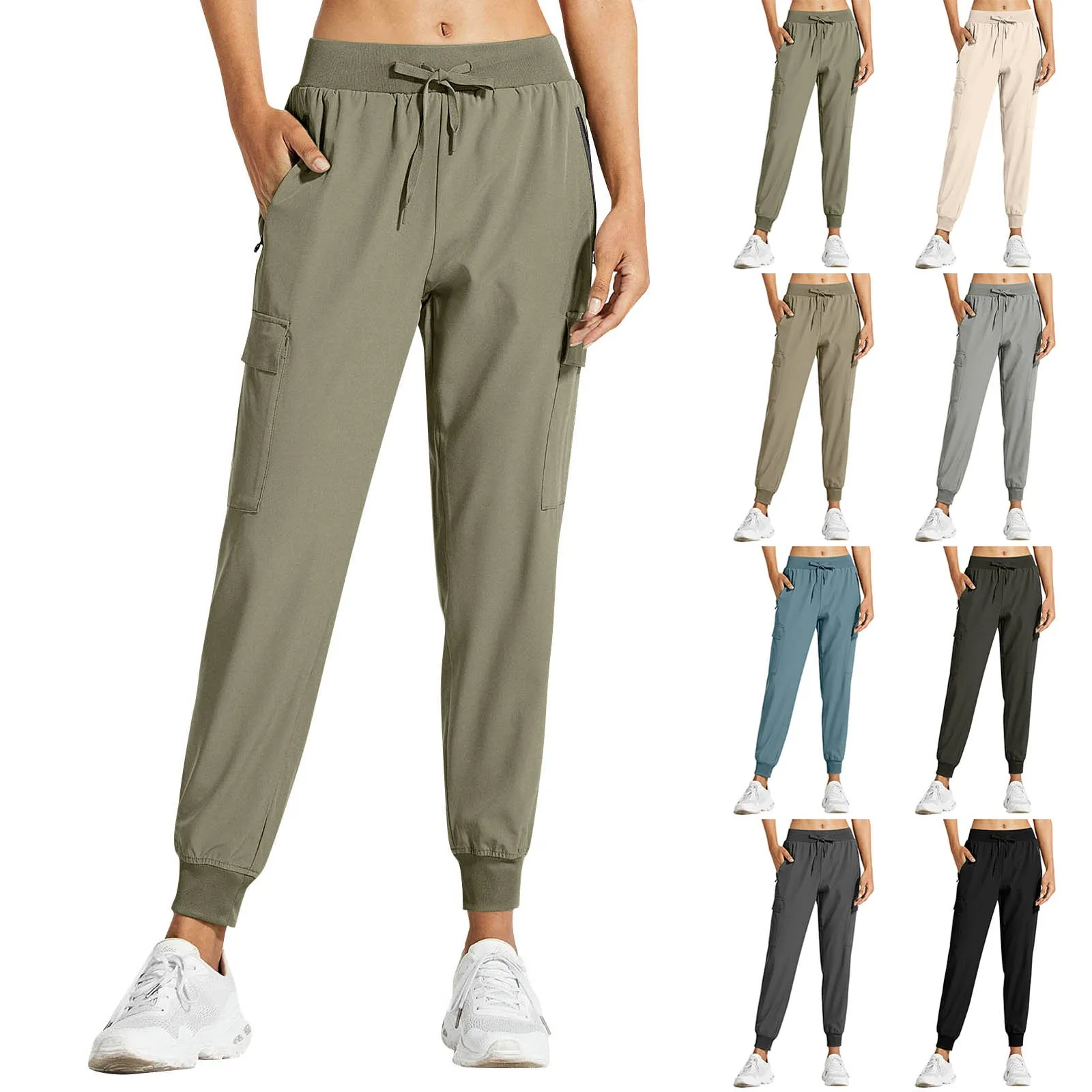 Women's Summer Solid Color Workwear Slow Running Quick Drying Hiking Pants Sports Casual Pants for Various Occasions S-XXL 2