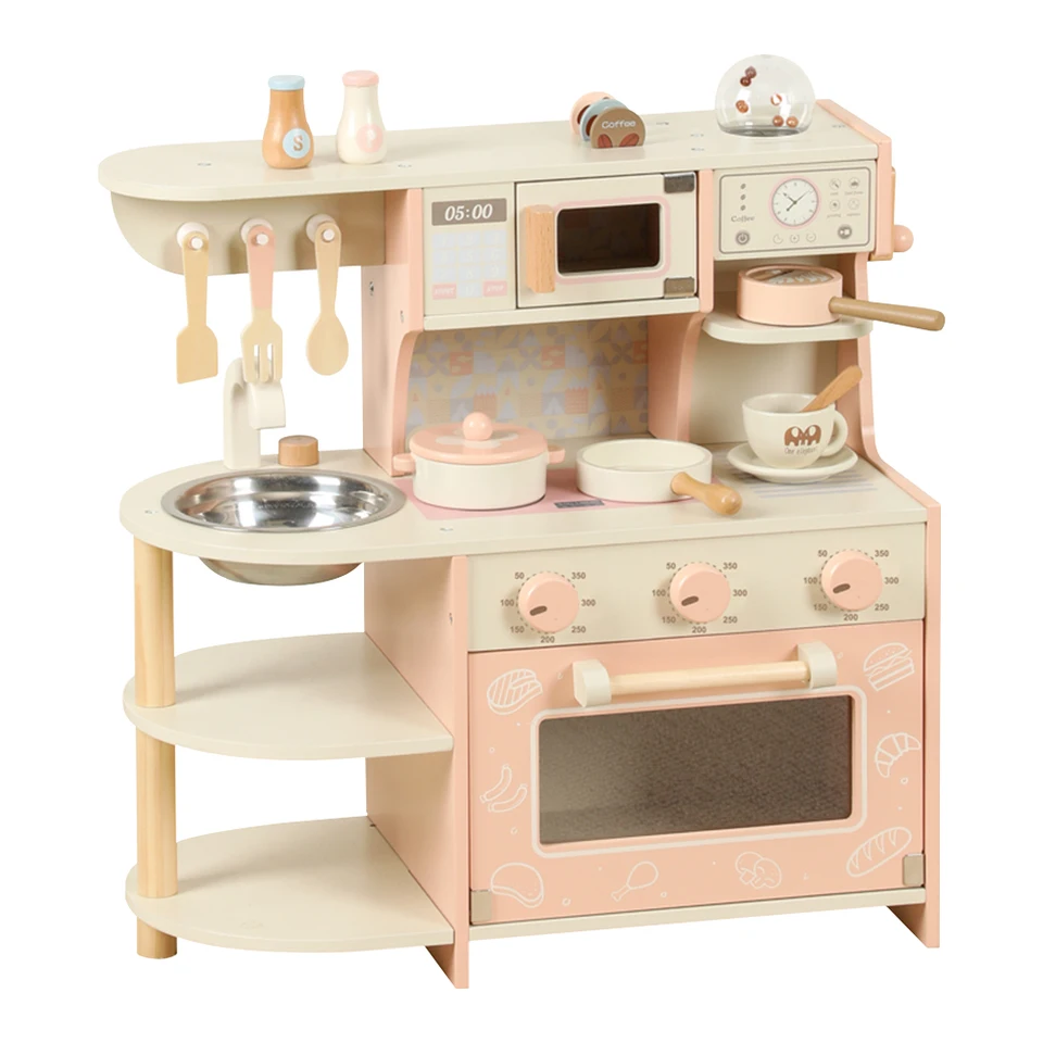 Toddler Wooden Kitchen Playset with Food Accessories