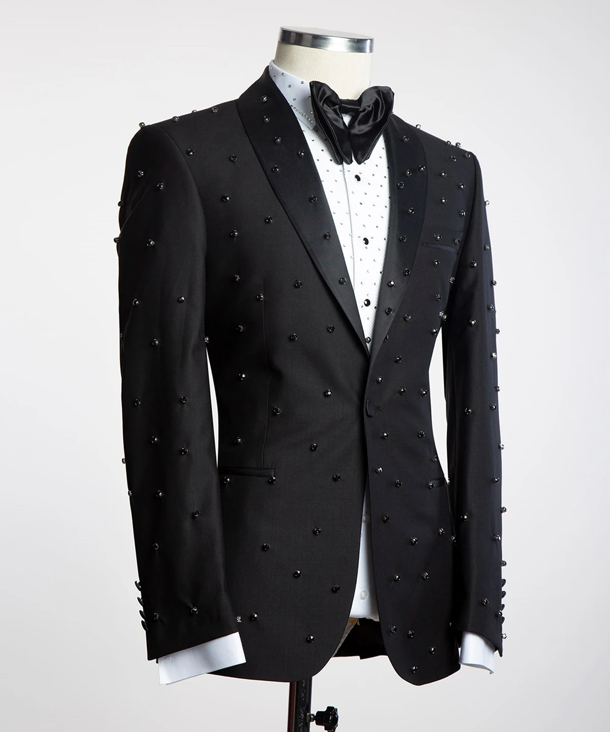 Luxury Men's Wedding Suits Rhinestone Shawl Lapel Groom Wear Tuxedos Evening Prom Made 2 Pcs Coat With Pants