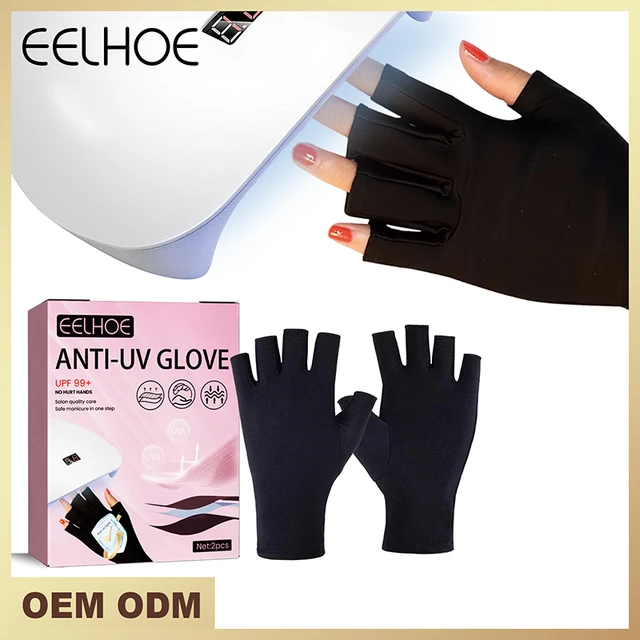 2pcs Gant Pour Lampe À Ongles En Gel, Gants De Protection UV Pour