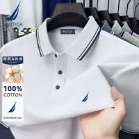 Polo d'affaires décontracté brodé Nautica pour hommes, haut d'été en pur coton, T-shirt à manches courtes, vêtements de marque pour hommes 1
